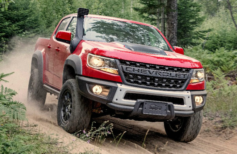 2019 Chevy Colorado ZR2 Bison driving down a dirt path