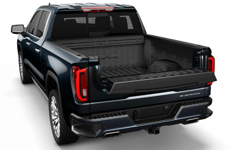 2019 GMC Sierra tailgate showing the work station