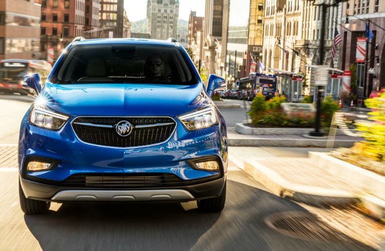 photo of the front of the 2019 Buick Encore driving down the street