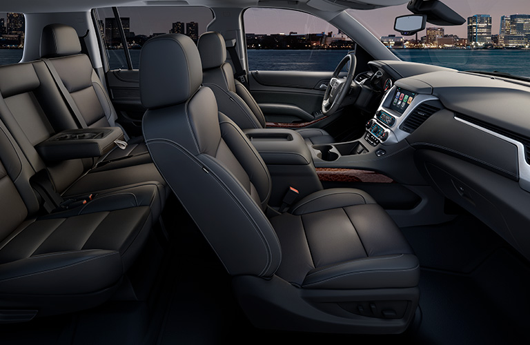 a photo of the 2019 GMC Yukon interior front and second-row seats